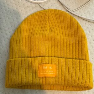 Yellow Ribbed Knit Beanie for women